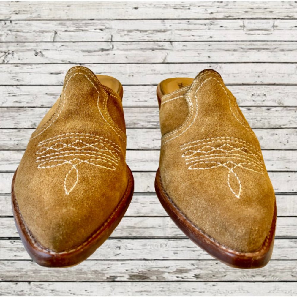 Patricia Nash Mustard Suede Mules with Low Heel - Picture 6 of 15